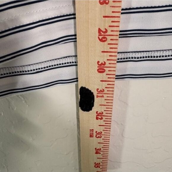 Peter Millar Polo Shirt Mens Small White Blue Stripe Summer Comfort Golf Stretch - Picture 7 of 7